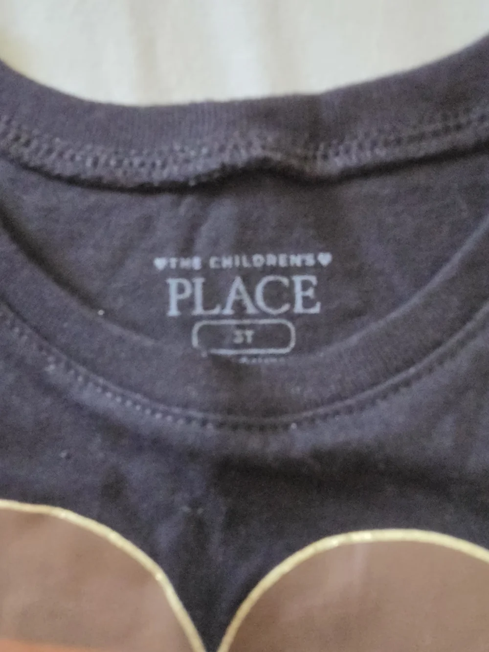 The Children's Place Black Tee with Striped Metallic Heart